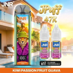 JNR JPuff 47K 900mAh + 2 e liquides Passion Kiwi Goyave – vue 1