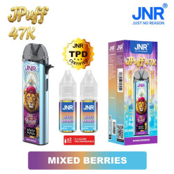 JNR JPuff 47K 900mAh + 2 e liquides Mixed Berries – vue 1