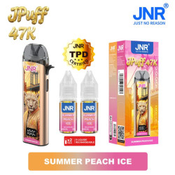JNR JPuff 47K 900mAh + 2 e liquides Summer Peach Ice – vue 1