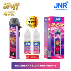 JNR JPuff 47K 900mAh + 2 e liquides Blueberry Sour Raspberry – vue 1