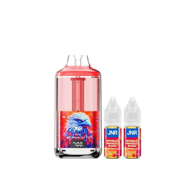 Kit New Watermelon Ice 30000 puffs 2x10ml Falcon Gem + JNR
